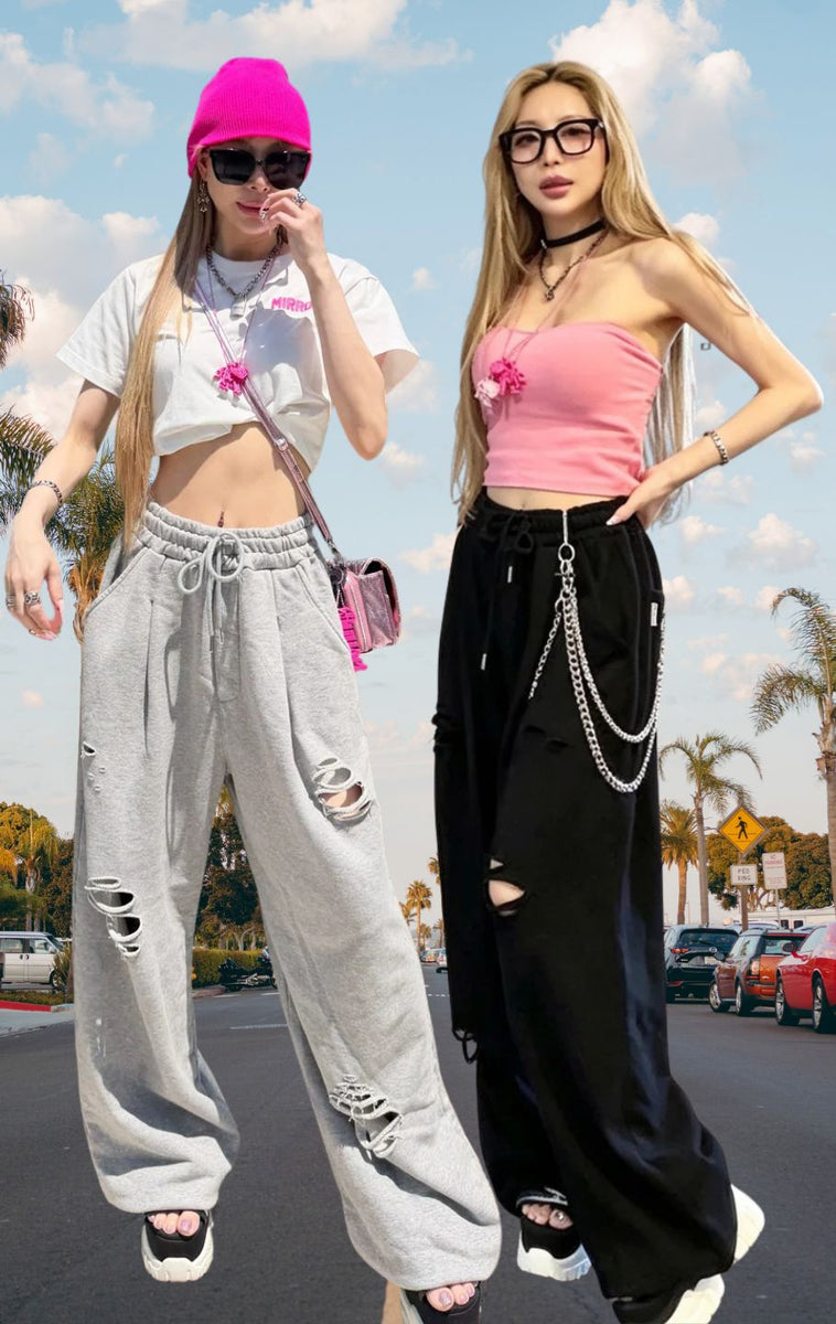 mirror9 - ミラーナイン　ダメージ　スウェットパンツ Wide damage sweat pants/2color – MIRROR9