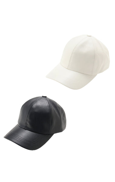 Fake leather cap/2color