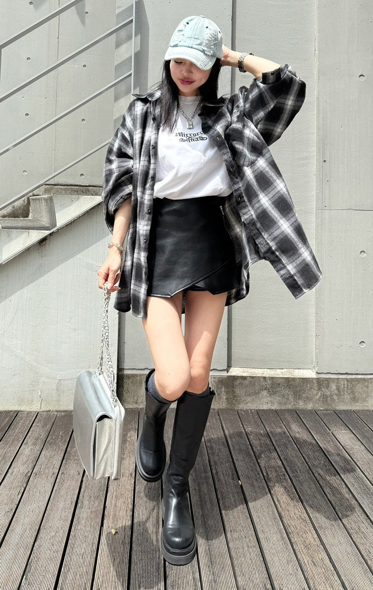 【新品未使用】MIRROR9 レザースカート Mサイズ Fake leather skort – MIRROR9