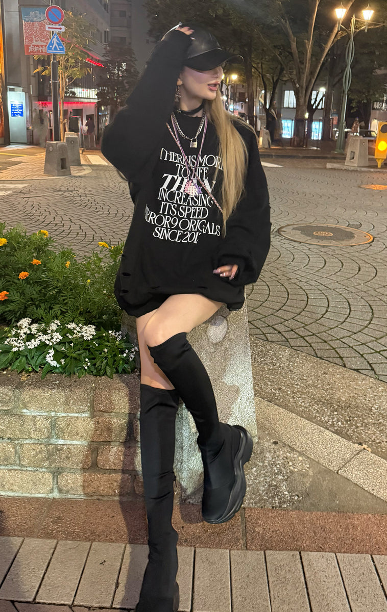 MIRROR9 ダメージトップス Damage crew neck sweat tops/3color – MIRROR9