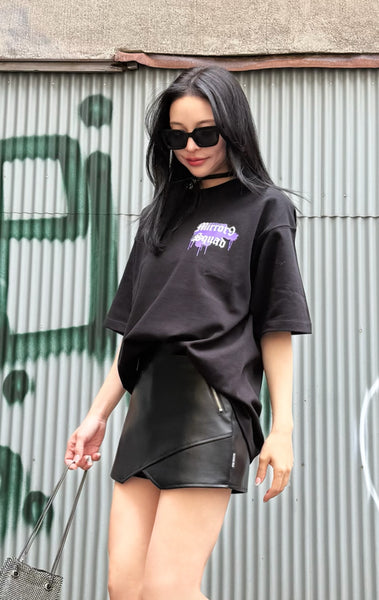 Fake leather skort