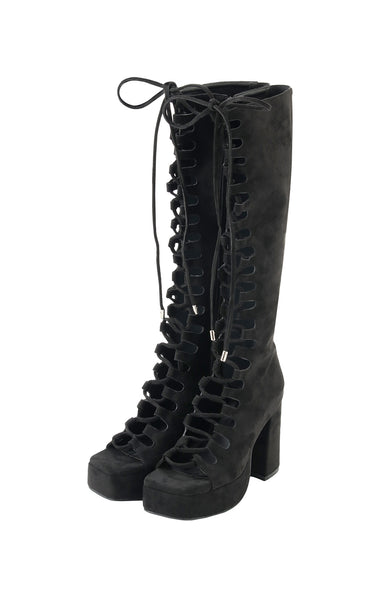 Open lace up boots