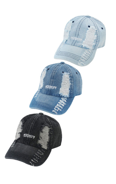 Damage denim cap/3color